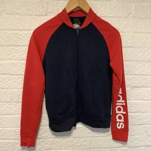 Adidas Full Zip Sweatshirt - Size M 12-14 - Red & Navy - P2P 18” - Picture 4 of 8